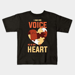 I Am His Voice Funny World Autism Day Gift Kids T-Shirt